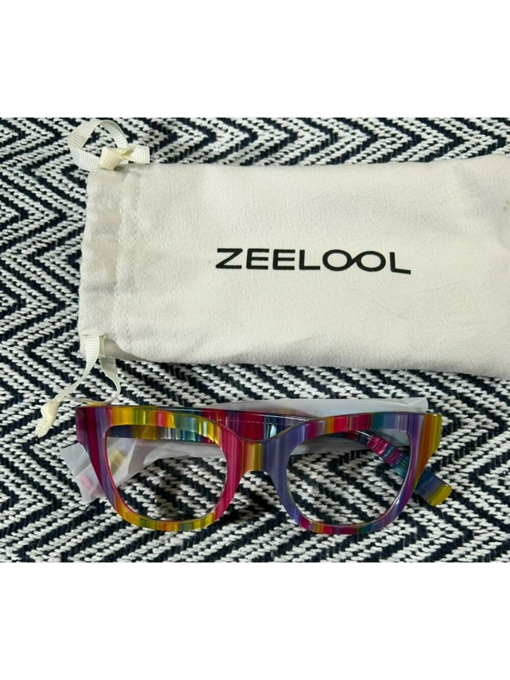 Zeelool Rainbow Striped Oversized Eyeglasses With Case Model JGA539674-02 48-21-